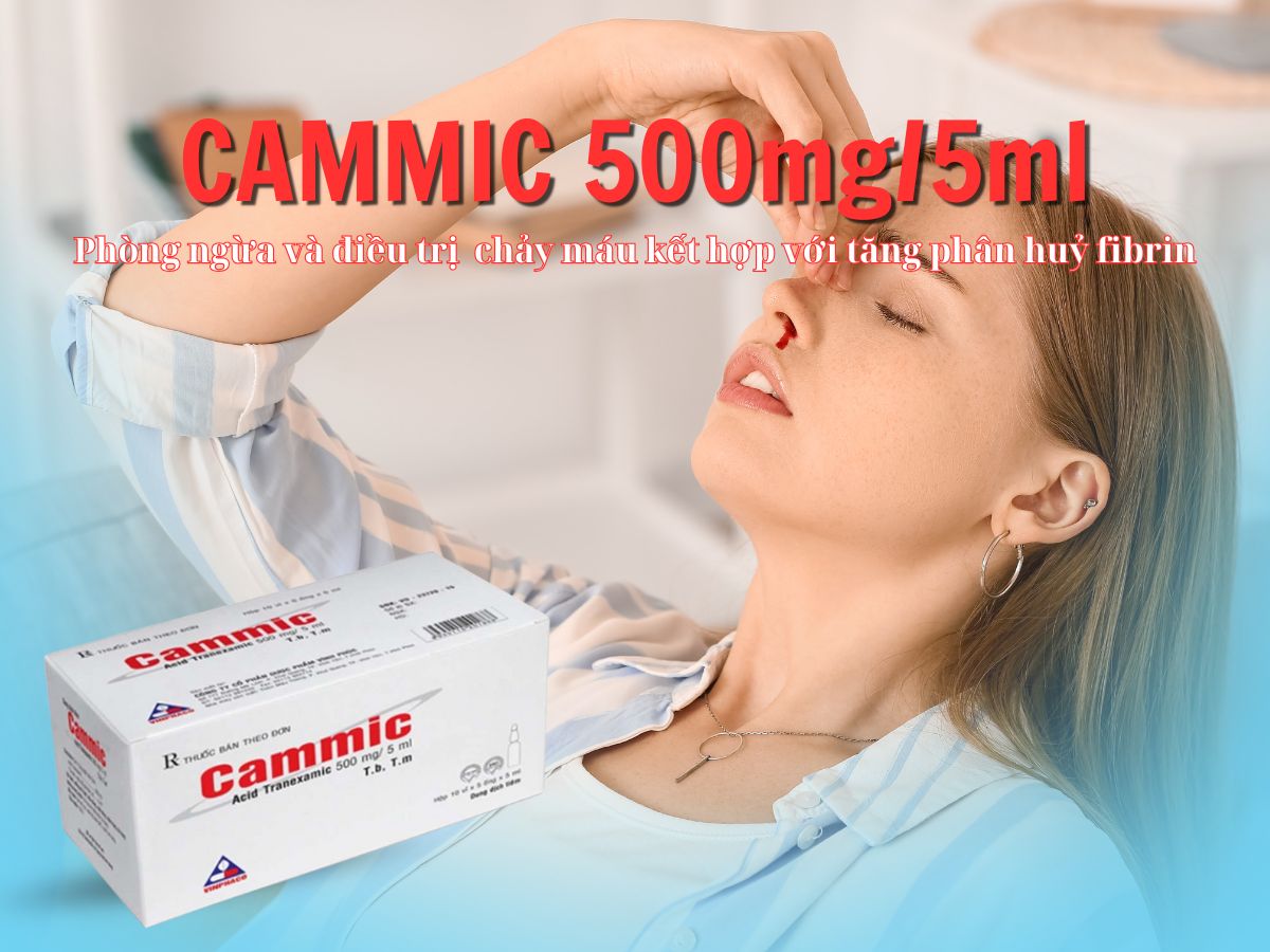 Cammic 500mg/5ml 10 Cammic 500mg/5ml giúp kiểm soát và phòng ngừa chảy máu, ngăn tiêu sợi huyết