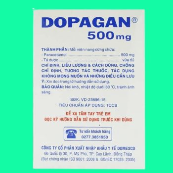 Thuốc Dopagan 500mg Domesco có tác dụng giúp điều trị đau và sốt mức độ nhẹ đến vừa