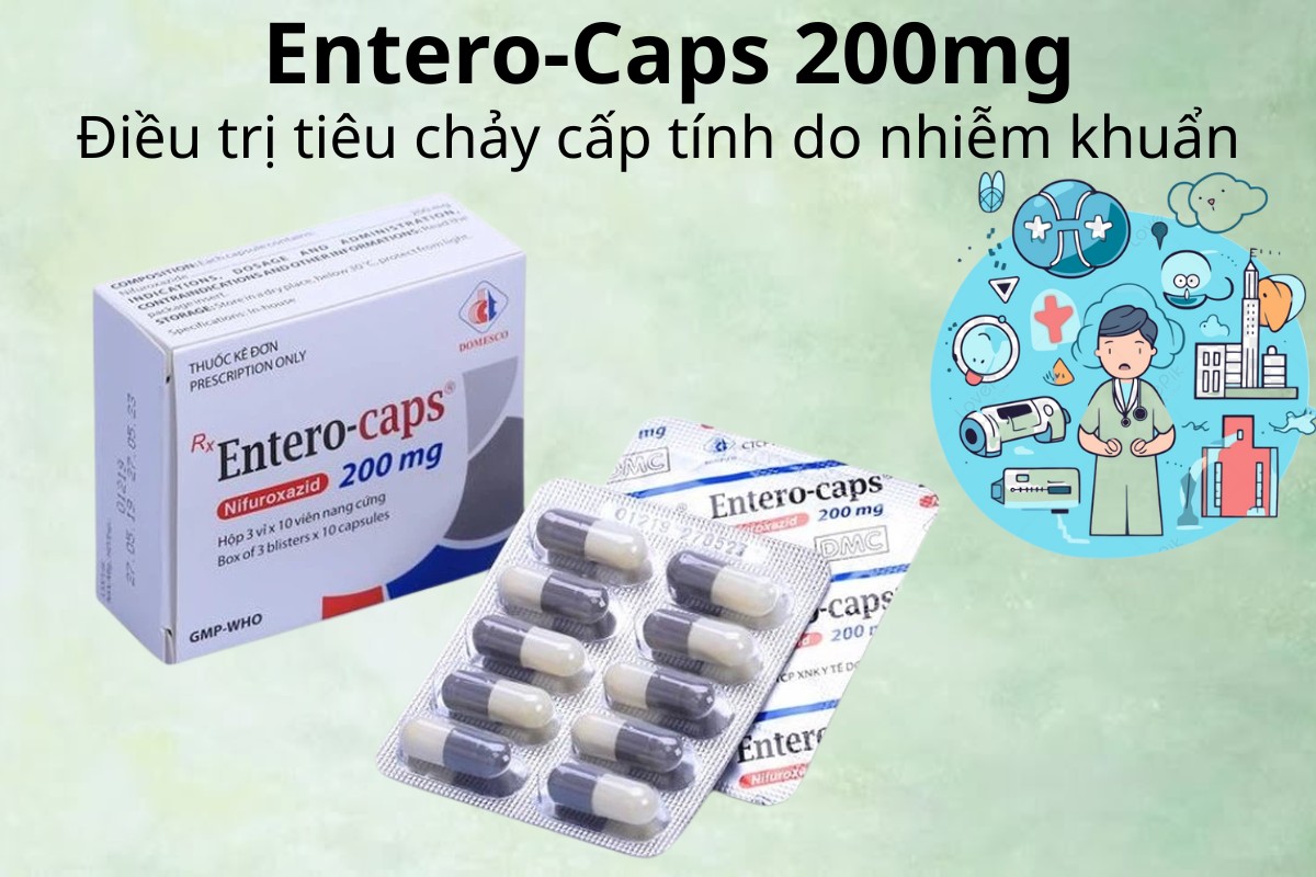 Entero-Caps 200mg điều trị tiêu chảy cấp tính do nhiễm khuẩn