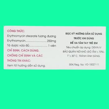 Erythromycin 250mg Mekophar