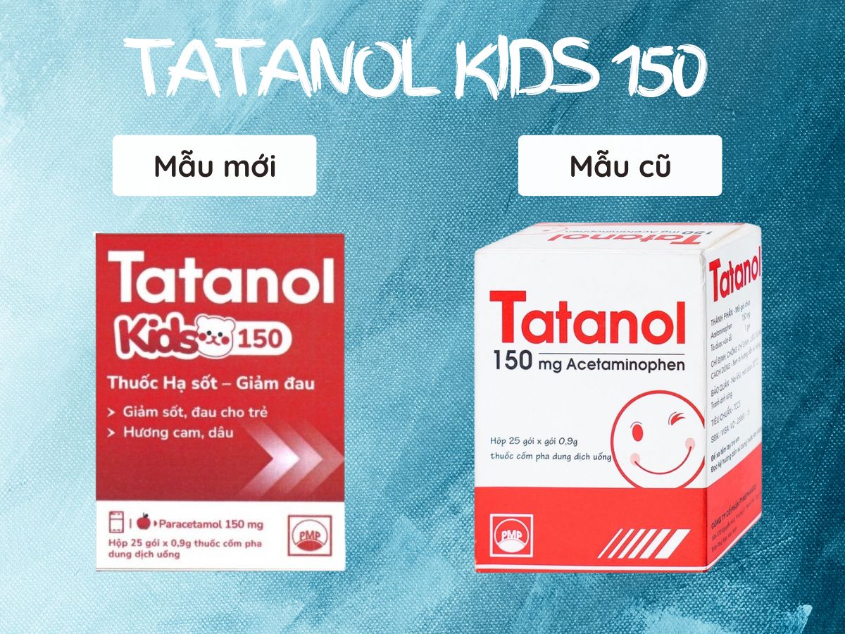 Mẫu mới và mẫu cũ Tatanol Kids 150