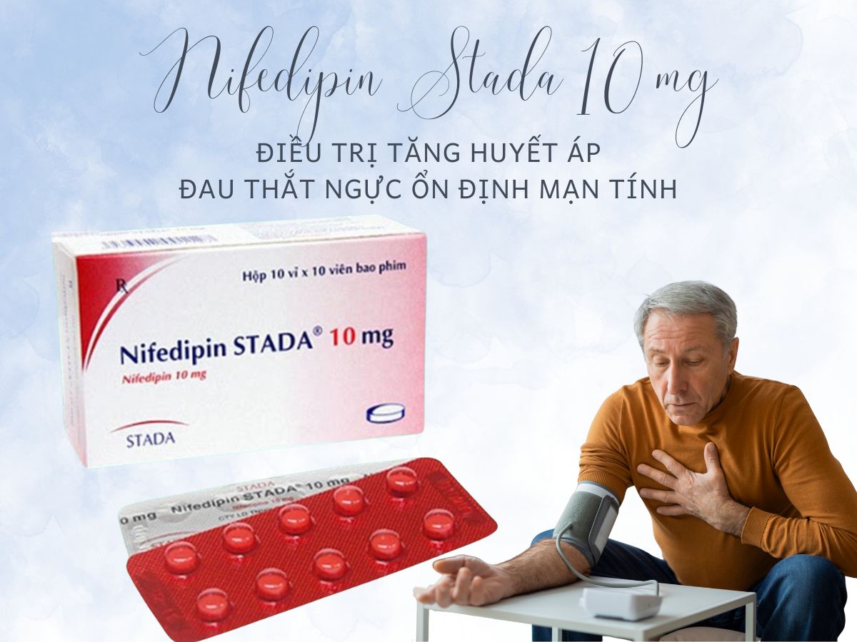 Nifedipin Stada 10 mg 7 Nifedipin Stada 10 mg điều trị tình trạng đau thắt ngực