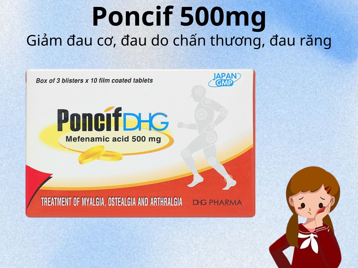 Poncif 500mg giảm đau cơ, đau do chấn thương, đau răng