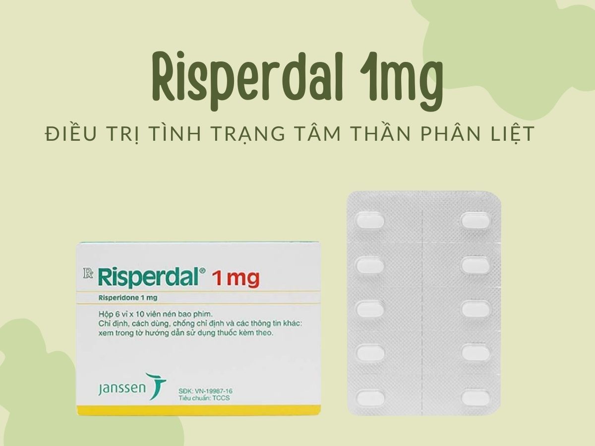 Risperdal 1mg 16 Risperdal 1mg điều trị tình trạng tâm thần phân liệt