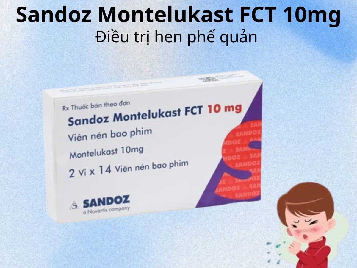 Sandoz Montelukast FCT 10mg điều trị hen phế quản
