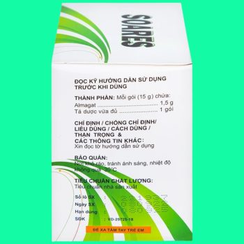 Hỗn dịch uống Soares 1,5g có tác dụng điều trị viêm loét dạ dày hoặc tá tràng