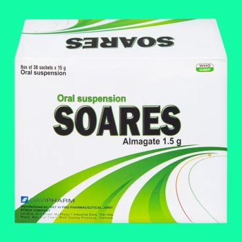 Hỗn dịch uống Soares 1,5g có tác dụng điều trị viêm loét dạ dày hoặc tá tràng