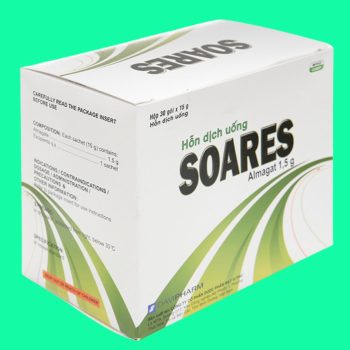 Hỗn dịch uống Soares 1,5g có tác dụng điều trị viêm loét dạ dày hoặc tá tràng
