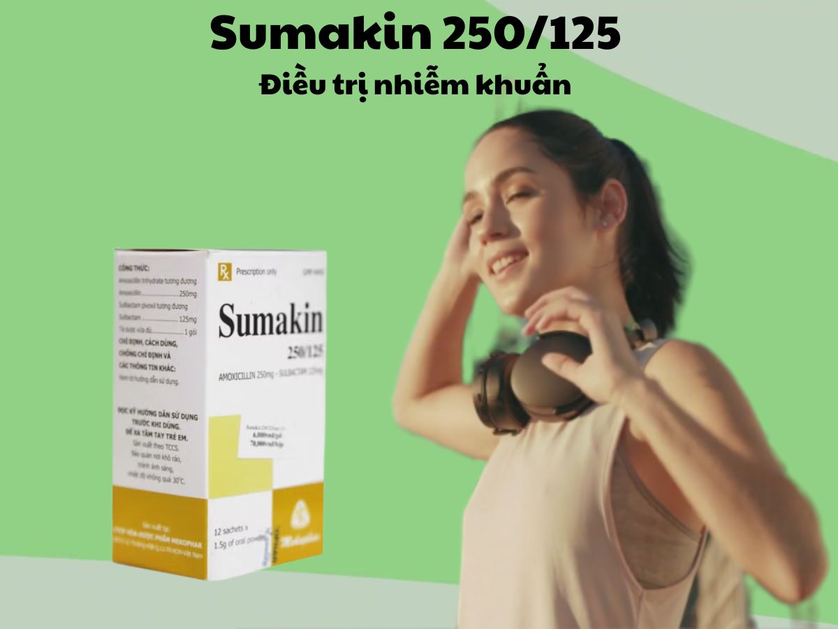 Thuốc Sumakin 250/125 có tác dụng điều trị các nhiễm khuẩn nhạy cảm với thuốc