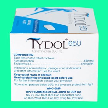 Thuốc Tydol 650 OPV có tác dụng giảm các cơn đau từ nhẹ đến trung bình