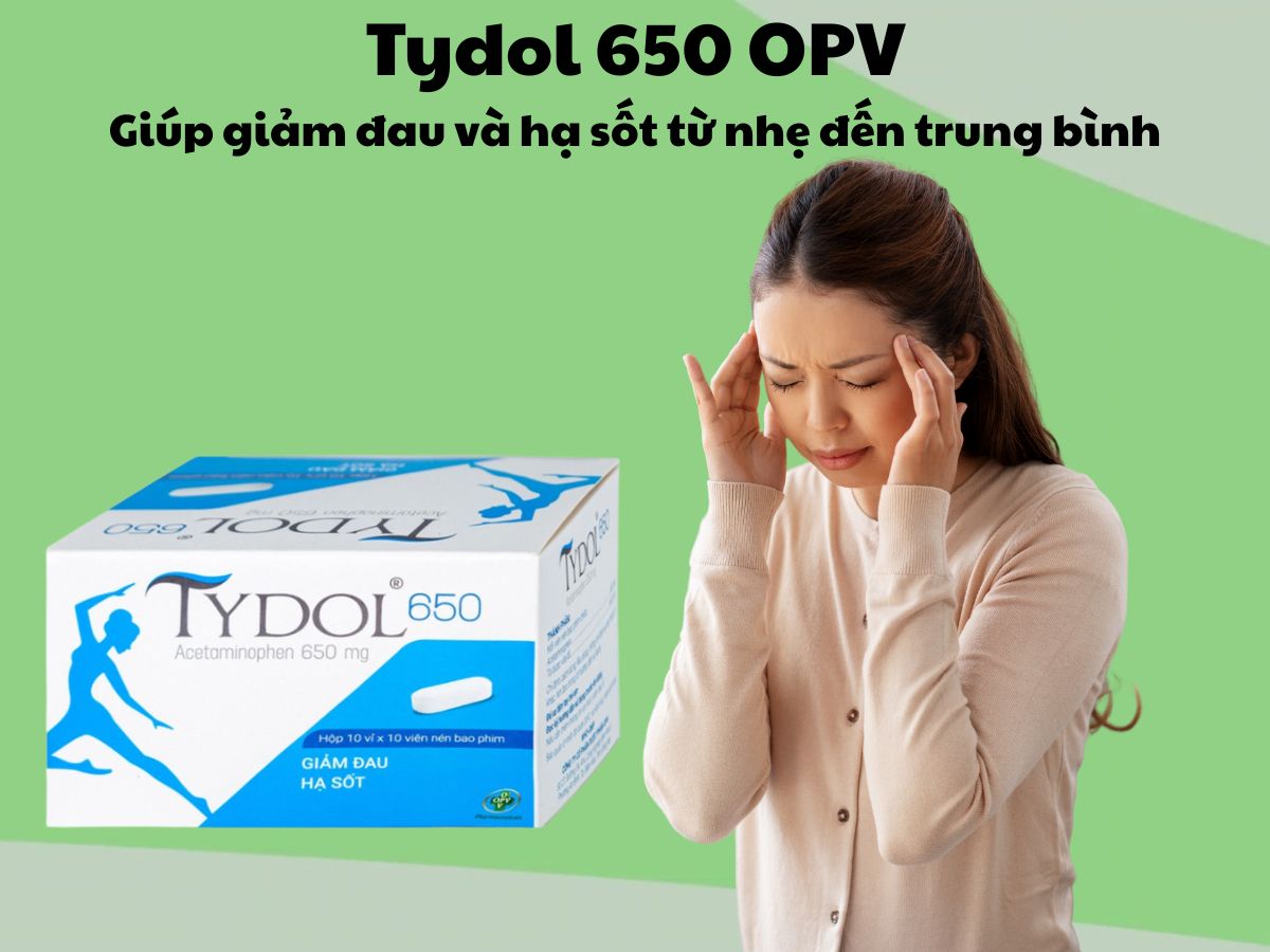 Thuốc Tydol 650 OPV có tác dụng giảm các cơn đau từ nhẹ đến trung bình