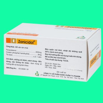 Thuốc Zanicidol 500mg/8mg có tác dụng giúp điều trị các cơn đau vừa và hạ sốt