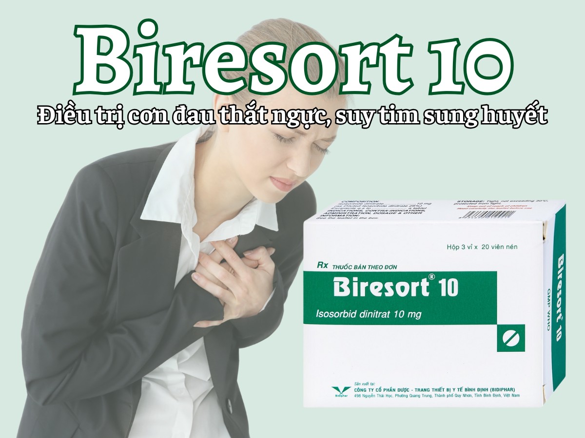 Biresort 10 11 Biresort 10 điều trị cơn đau thắt ngực