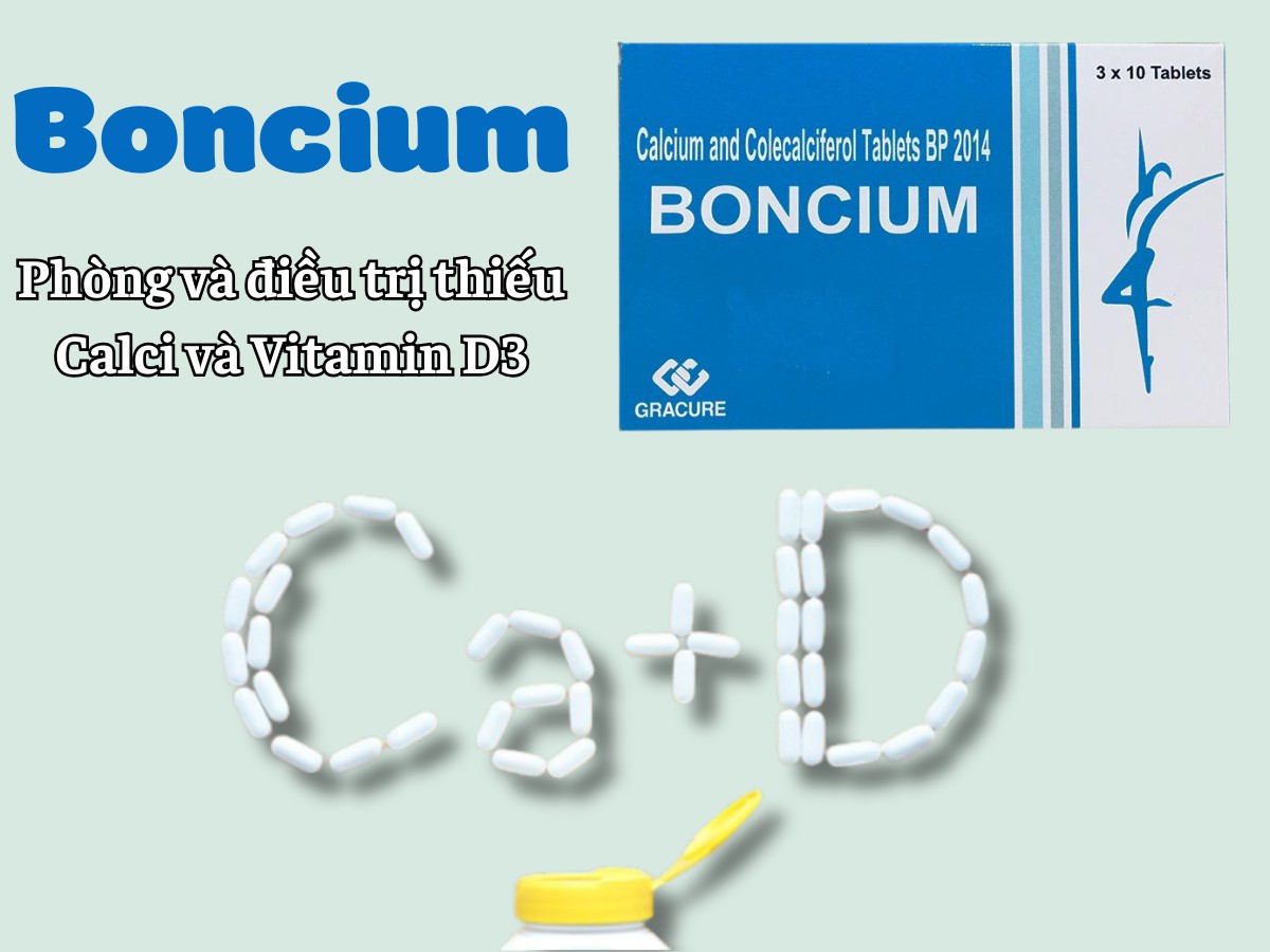 Boncium điều trị tình trạng thiếu calci và vitamin D3
