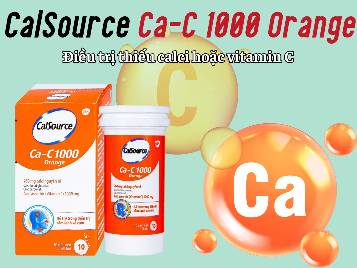 CalSource Ca-C 1000 Orange điều trị thiếu calci hoặc vitamin C