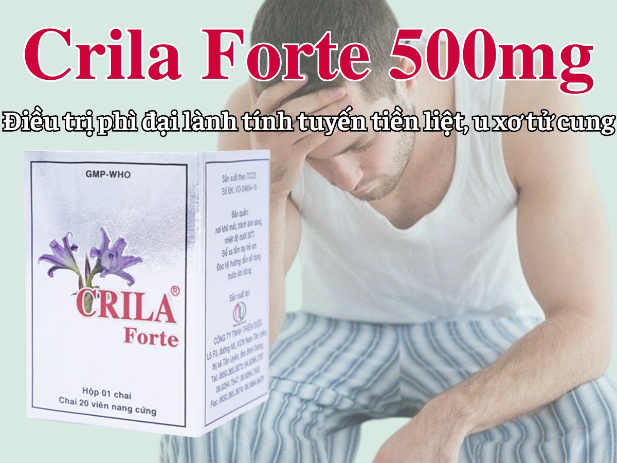 Crila Forte 500mg điều trị phì đại lành tính tuyến tiền liệt, u xơ tử cung
