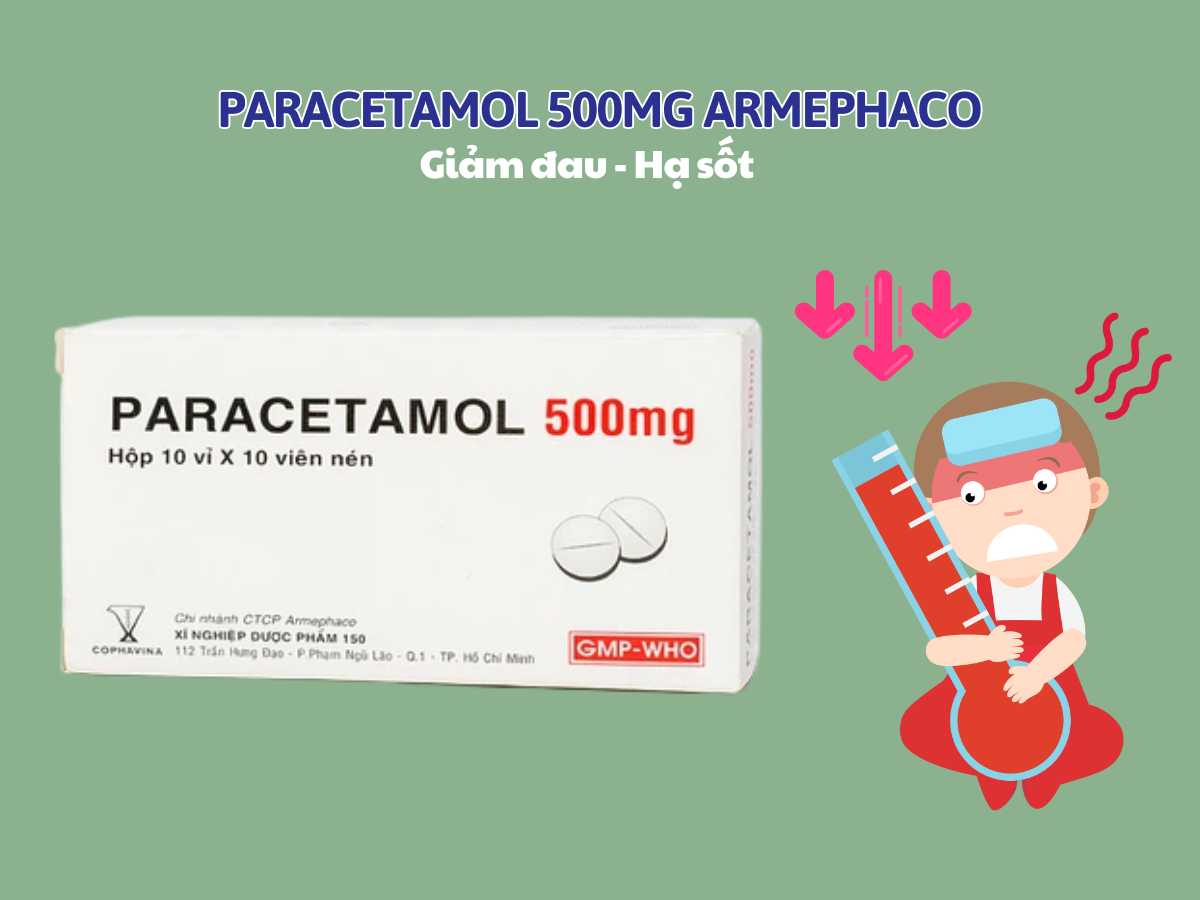 Paracetamol 500mg Armephaco giảm đau, hạ sốt