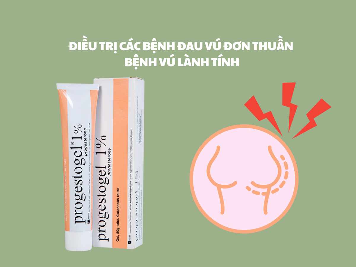 Progestogel 1% điều trị các bệnh đau vú đơn thuần bệnh vú lành tính