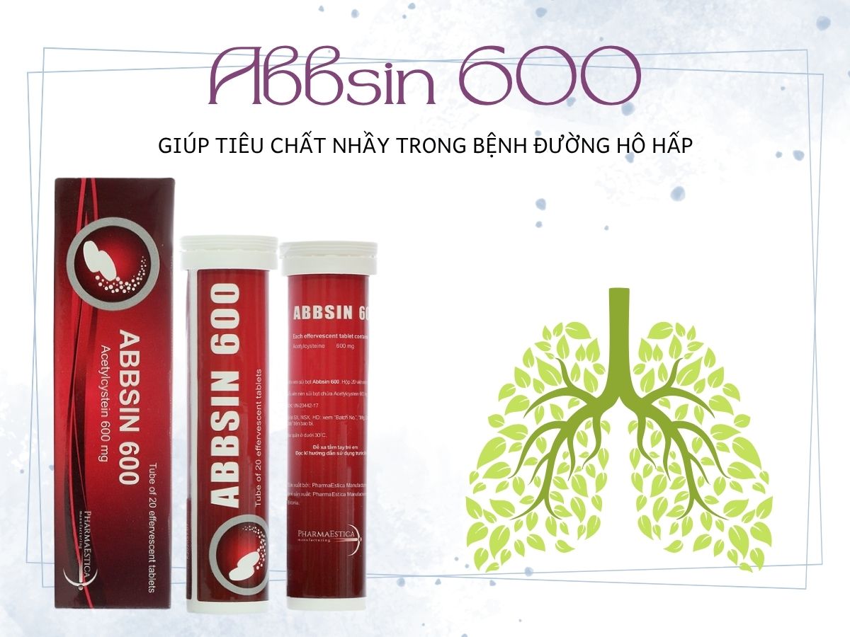 Abbsin 600 9 Thuốc Abbsin 600 giúp tiêu chất nhầy ở bệnh đường hô hấp