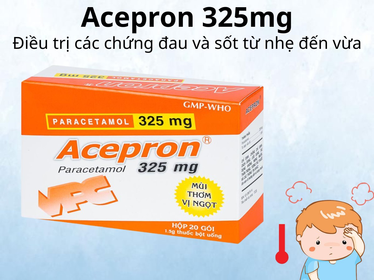 Acepron 325mg điều trị chứng đau và sốt từ nhẹ đến trung bình