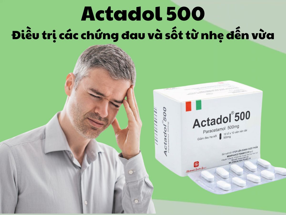 Actadol 500 12 Thuốc Actadol 500 giúp hạ sốt, giảm đau mức độ nhẹ đến vừa