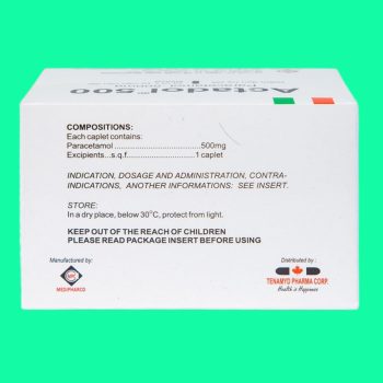 Actadol 500 3 Thuốc Actadol 500 giúp hạ sốt, giảm đau mức độ nhẹ đến vừa