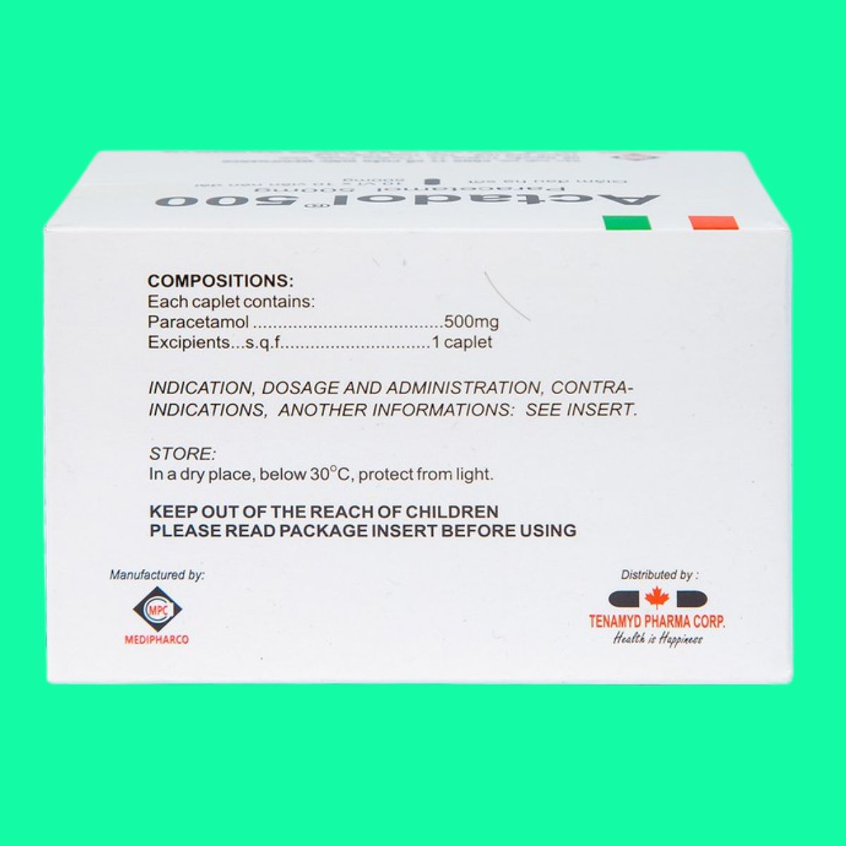 Actadol-500-4 Thuốc Actadol 500 giúp hạ sốt, giảm đau mức độ nhẹ đến vừa