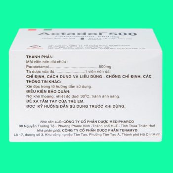 Actadol 500 5 Thuốc Actadol 500 giúp hạ sốt, giảm đau mức độ nhẹ đến vừa