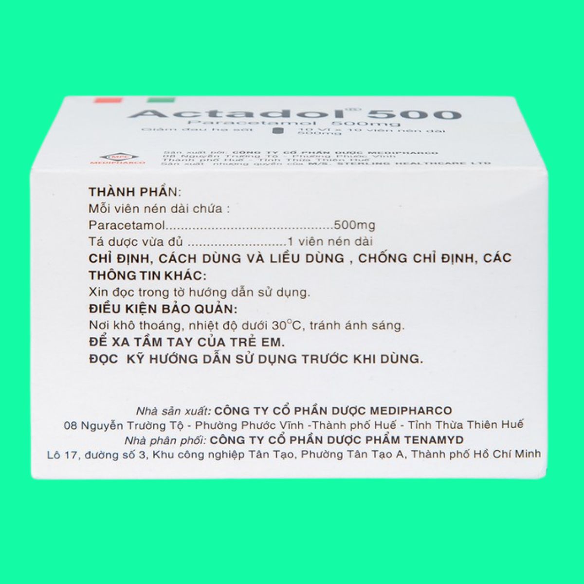 Actadol-500-6 Thuốc Actadol 500 giúp hạ sốt, giảm đau mức độ nhẹ đến vừa