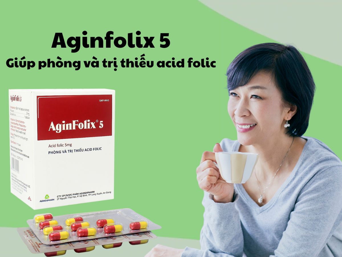 Aginfolix 5 10 Thuốc Aginfolix 5 (10 vỉ) giúp bổ sung acid folic ở người bị thiếu máu huyết