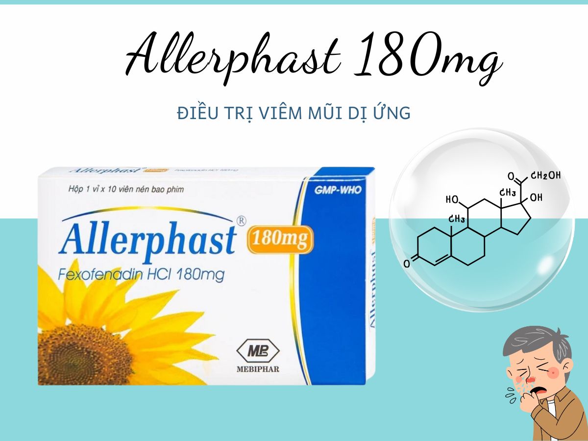 Allerphast 180mg 10 Thuốc Allerphast 180mg điều trị mề đay mạn tính vô căn