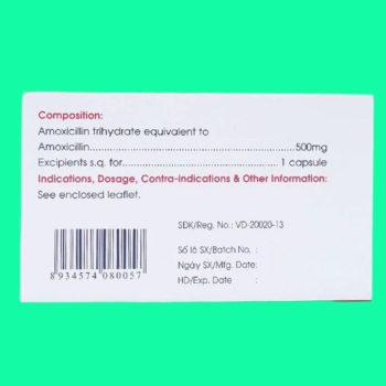 Thuốc Amoxicillin 500mg Mekophar điều trị các trường hợp nhiễm khuẩn do vi khuẩn nhạy cảm với thuốc