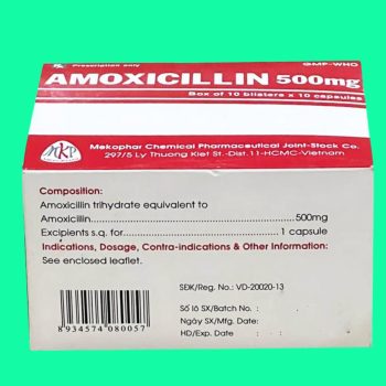 Thuốc Amoxicillin 500mg Mekophar điều trị các trường hợp nhiễm khuẩn do vi khuẩn nhạy cảm với thuốc