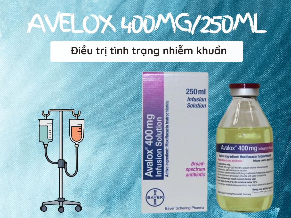 Avelox 400mg/250ml 14 Dung dịch truyền Avelox 400mg/250ml điều trị viêm phổi cộng đồng nhẹ-vừa