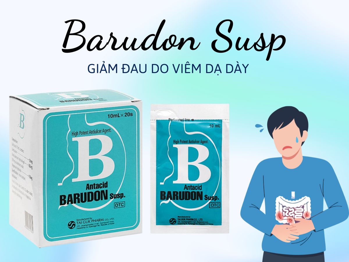 Barudon Susp 10 Thuốc Barudon Susp hỗ trợ giảm đau trong viêm loét dạ dày tá tràng