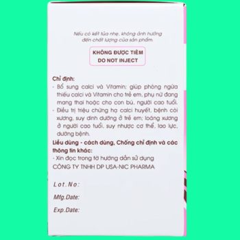 Dung dịch uống Calcium-NIC Extra bổ sung canxi và vitamin