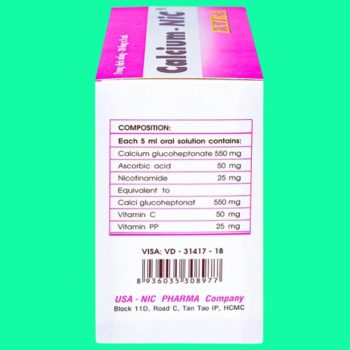 Dung dịch uống Calcium-NIC Extra bổ sung canxi và vitamin
