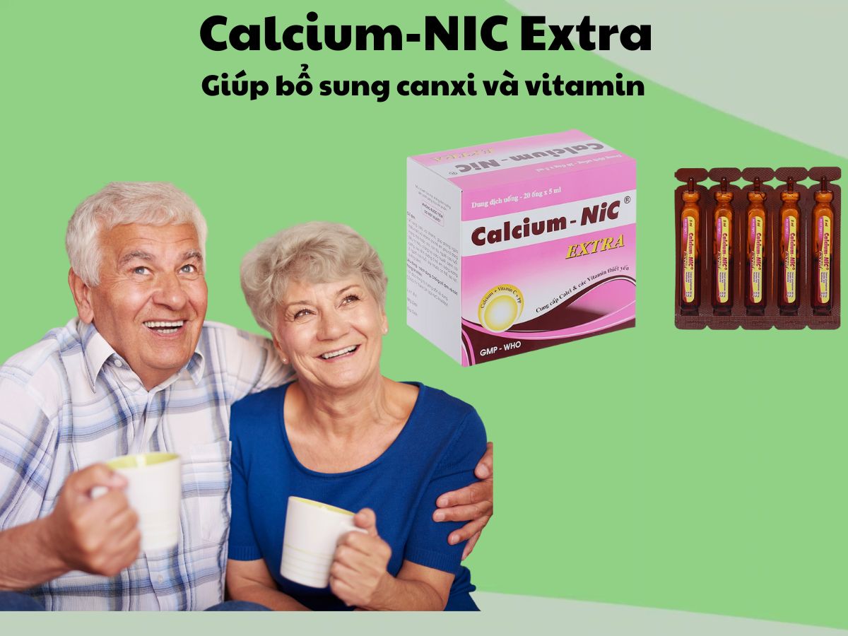 Calcium-NIC Extra 12 Dung dịch uống Calcium-NIC Extra bổ sung canxi và vitamin