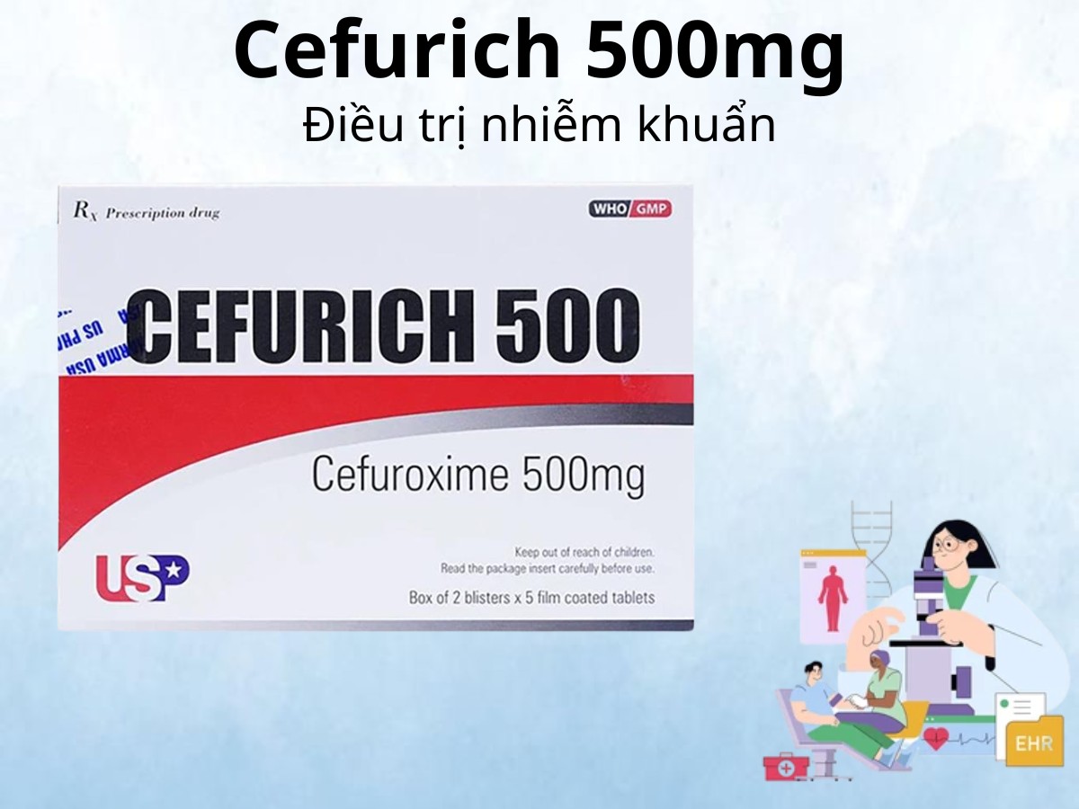Cefurich 500mg 8 Cefurich 500mg điều trị nhiễm khuẩn