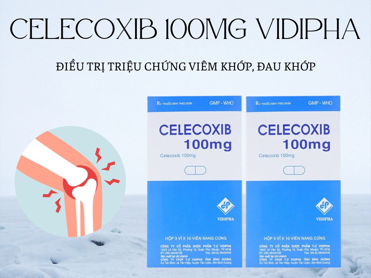 Celecoxib 100mg Vidipha 10 Celecoxib 100mg Vidipha điều trị thoái hóa khớp, viêm khớp dạng thấp