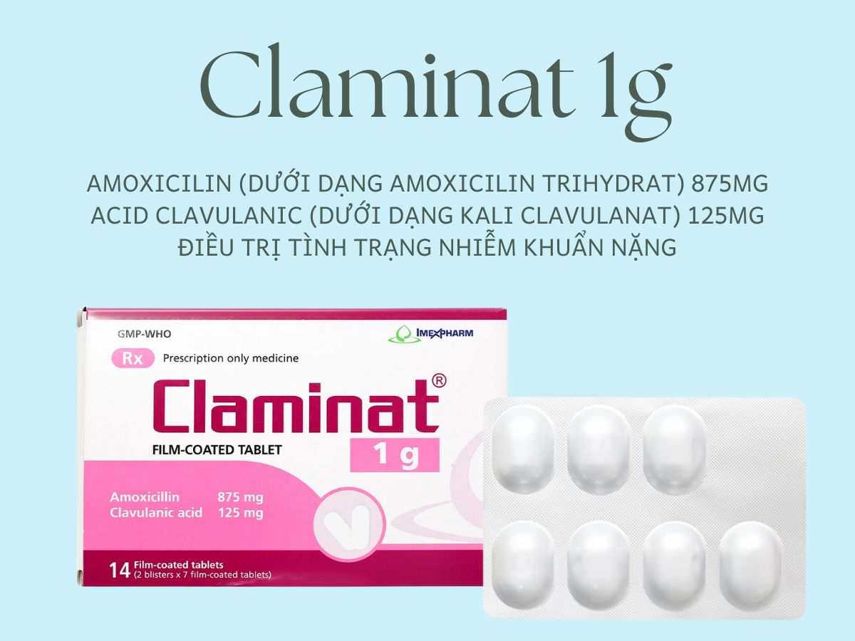 Claminat 1g 12 Thuốc Claminat 1g điều trị tình trạng áp xe ổ răng