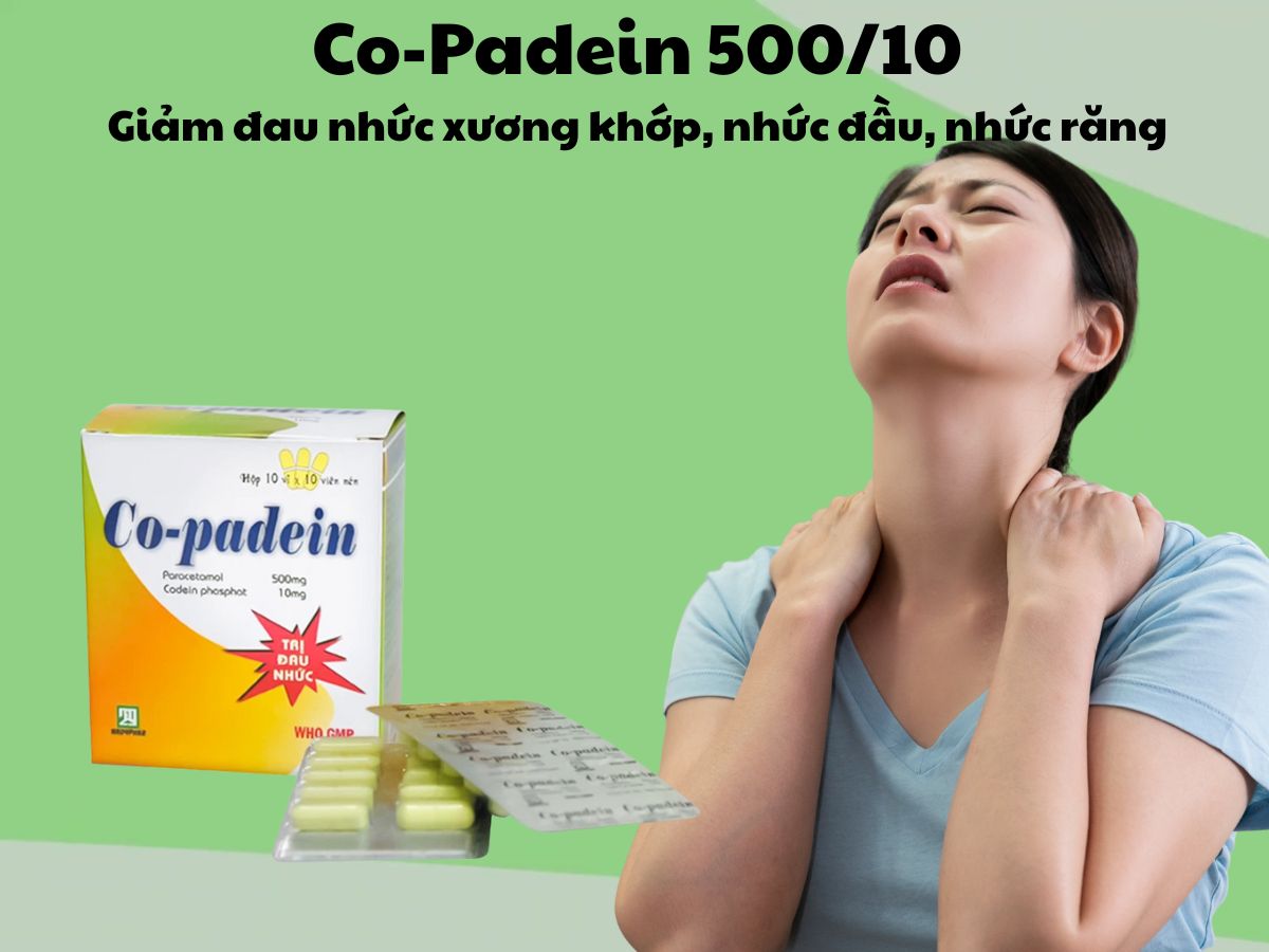 Co-Padein 500/10 7 Thuốc Co-Padein 500/10 giúp giảm đau cấp tính mức độ trung bình