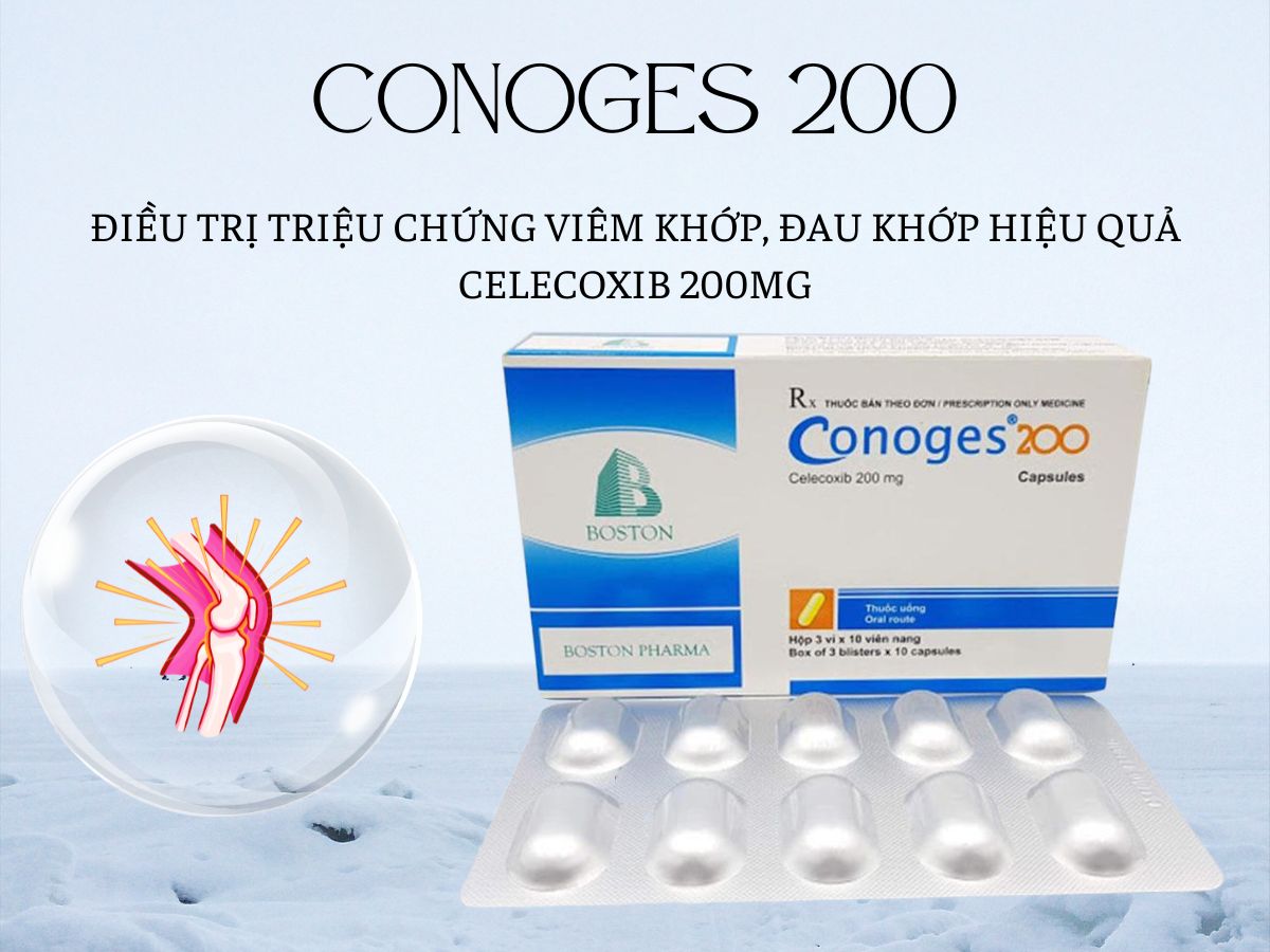Conoges 200 14 Thuốc Conoges 200 điều trị thống kinh nguyên phát, cơn đau cấp