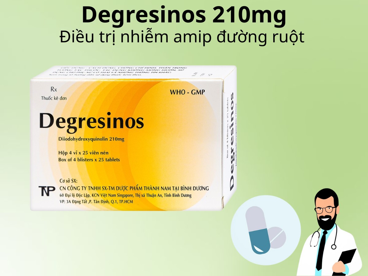 Degresinos 210mg 10 Degresinos 210mg điều trị nhiễm amip đường ruột