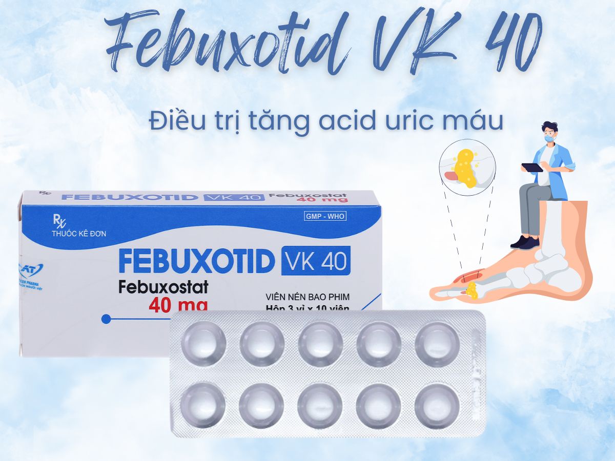Febuxotid VK 40 điều trị cho bệnh nhân bị Gout
