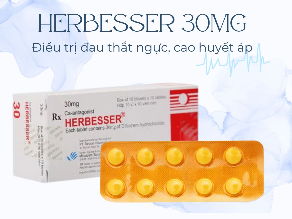 Herbesser 30mg 9 Thuốc Herbesser 30mg điều trị đau thắt ngực, cao huyết áp
