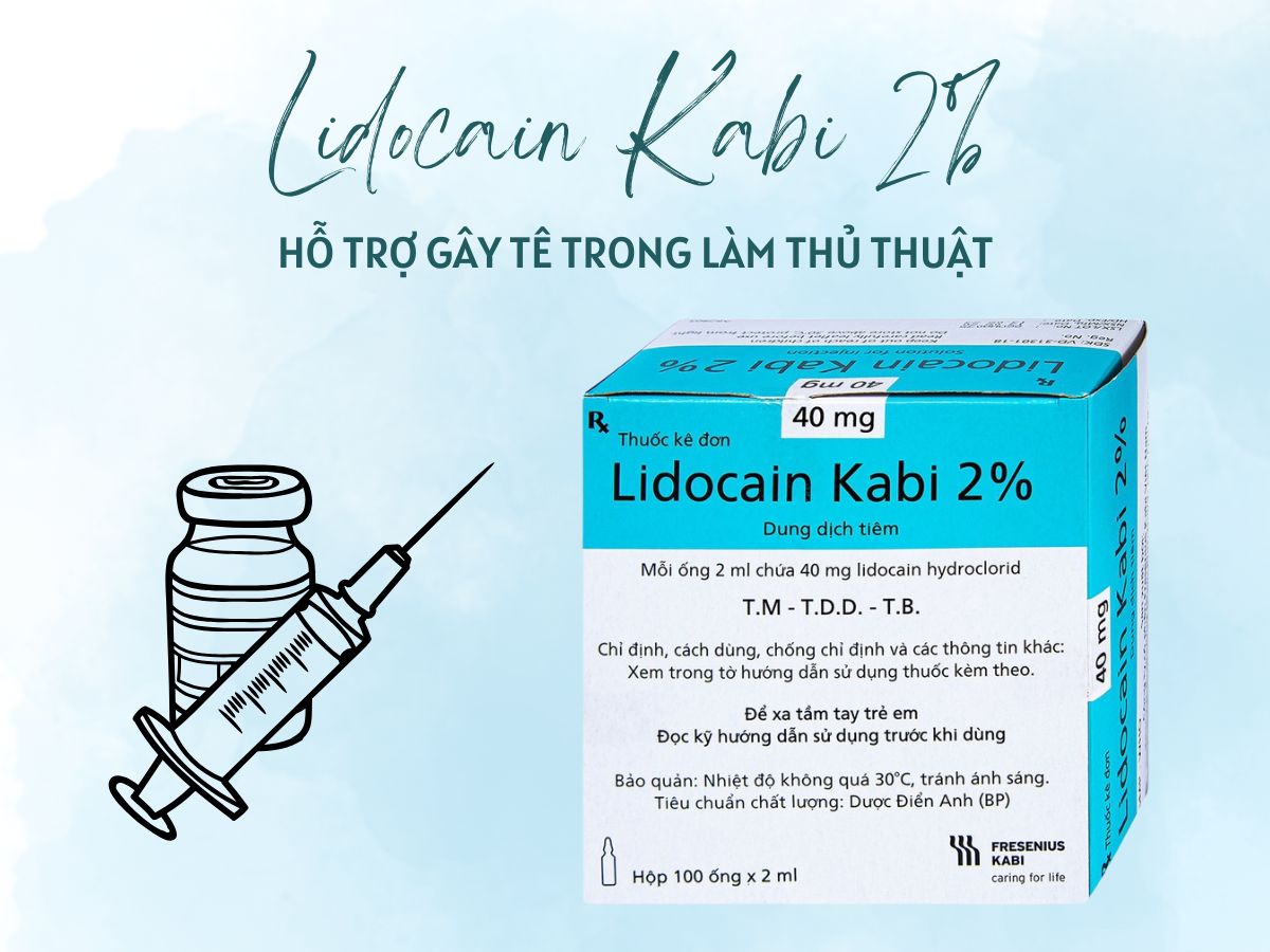 Lidocain Kabi 2% 8 Thuốc Lidocain Kabi 2% giúp gây tê tại chỗ niêm mạc trước khi khám