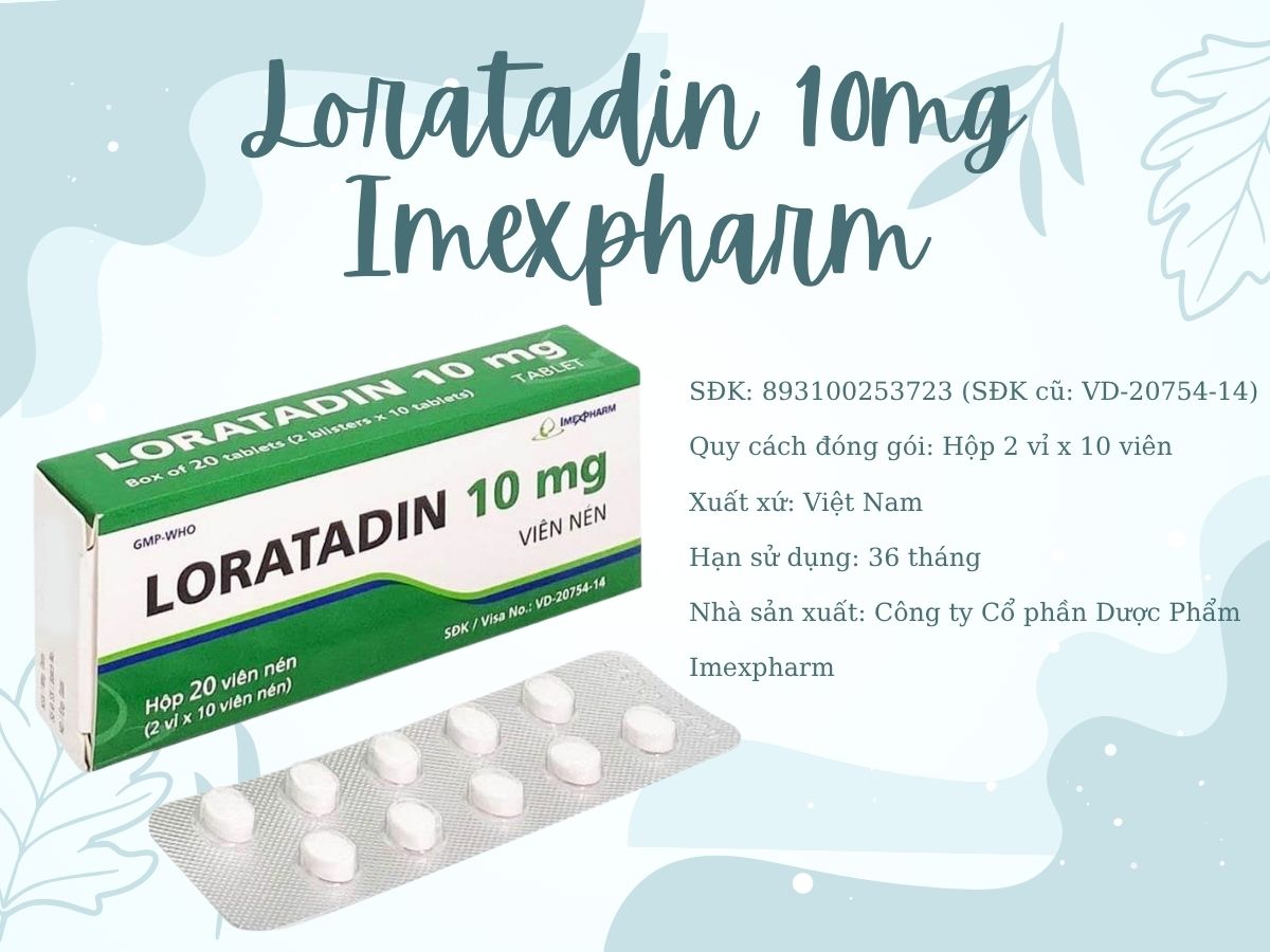 Loratadin 10mg Imexpharm 15 Thông tin thuốc Loratadin 10mg Imexpharm