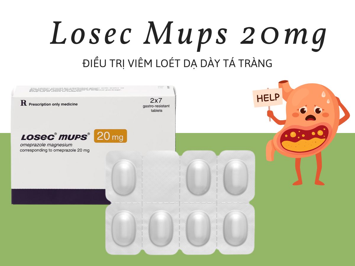 Thuốc Losec Mups 20mg điều trị viêm thực quản trào ngược