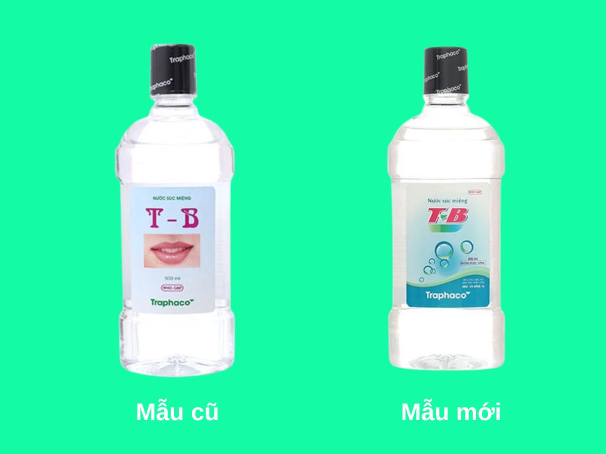 Nước súc miệng T-B 9 Mẫu cũ và mẫu mới của Nước súc miệng T-B